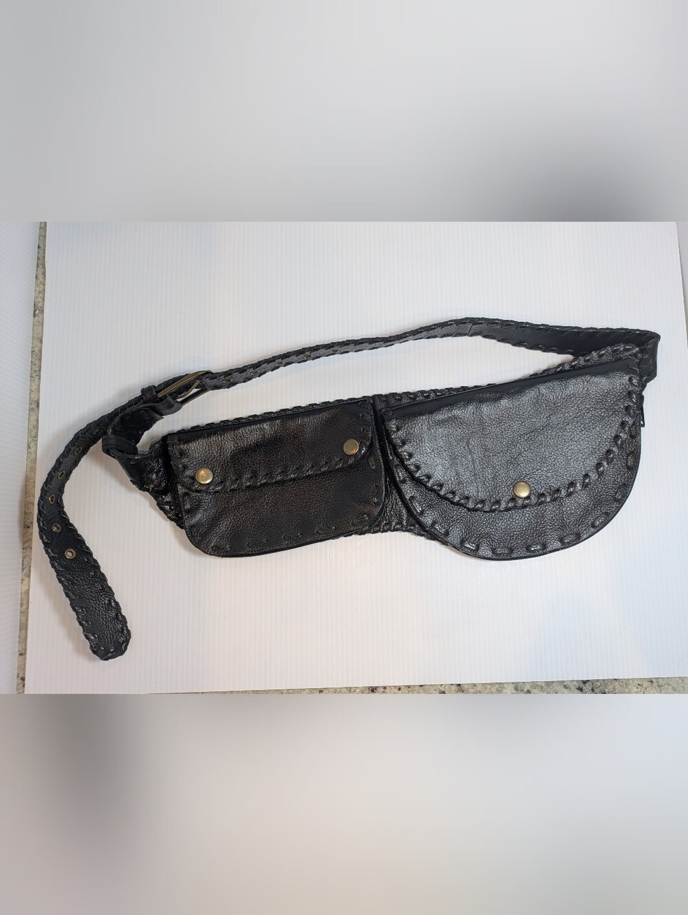 Vintage Genuine Leather Utility Belt Hip Bag Renaissance Faire Waist Pouch